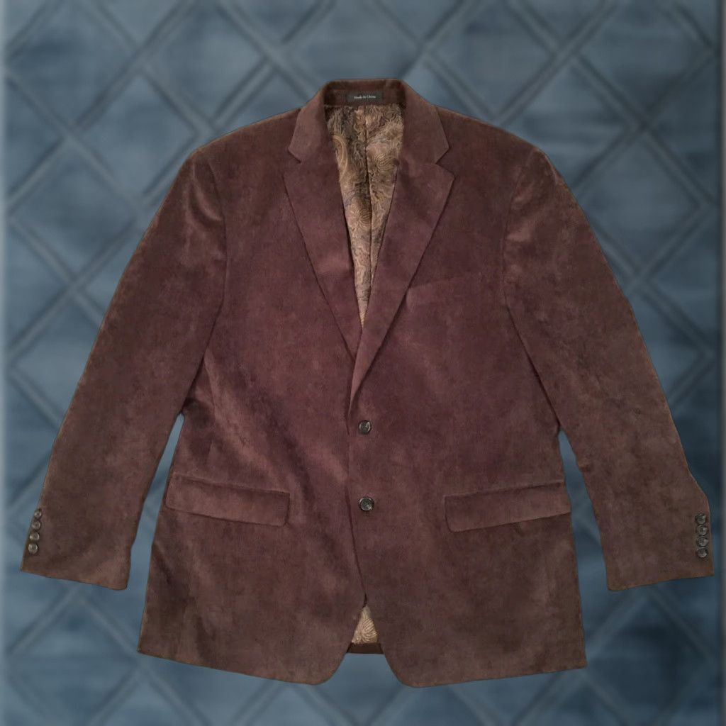 Chaps Chaps Blazer Mens 44 Regular Brown Corduroy Two Button Single Vent Jacket Coat Mens Apparel Size 44R - 1 Thumbnail