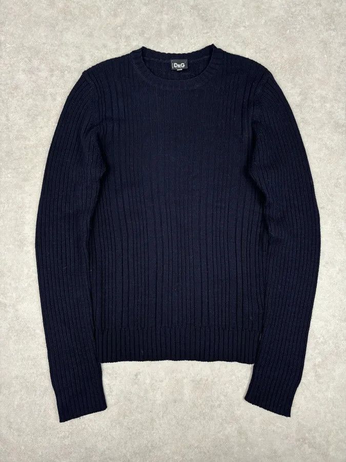Dolce & Gabbana 2000s Dolce & Gabbana Navy Wool Ribbed Sweater Size US M / EU 48-50 / 2 - 1 Thumbnail