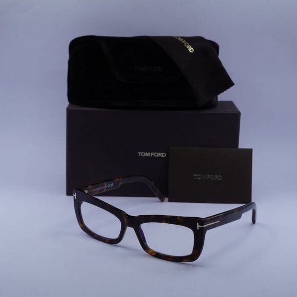 Tom Ford Tom Ford FT5966-B 052 Eyeglasses Dark Havana 55mm Rectangle Size ONE SIZE - 9 Thumbnail