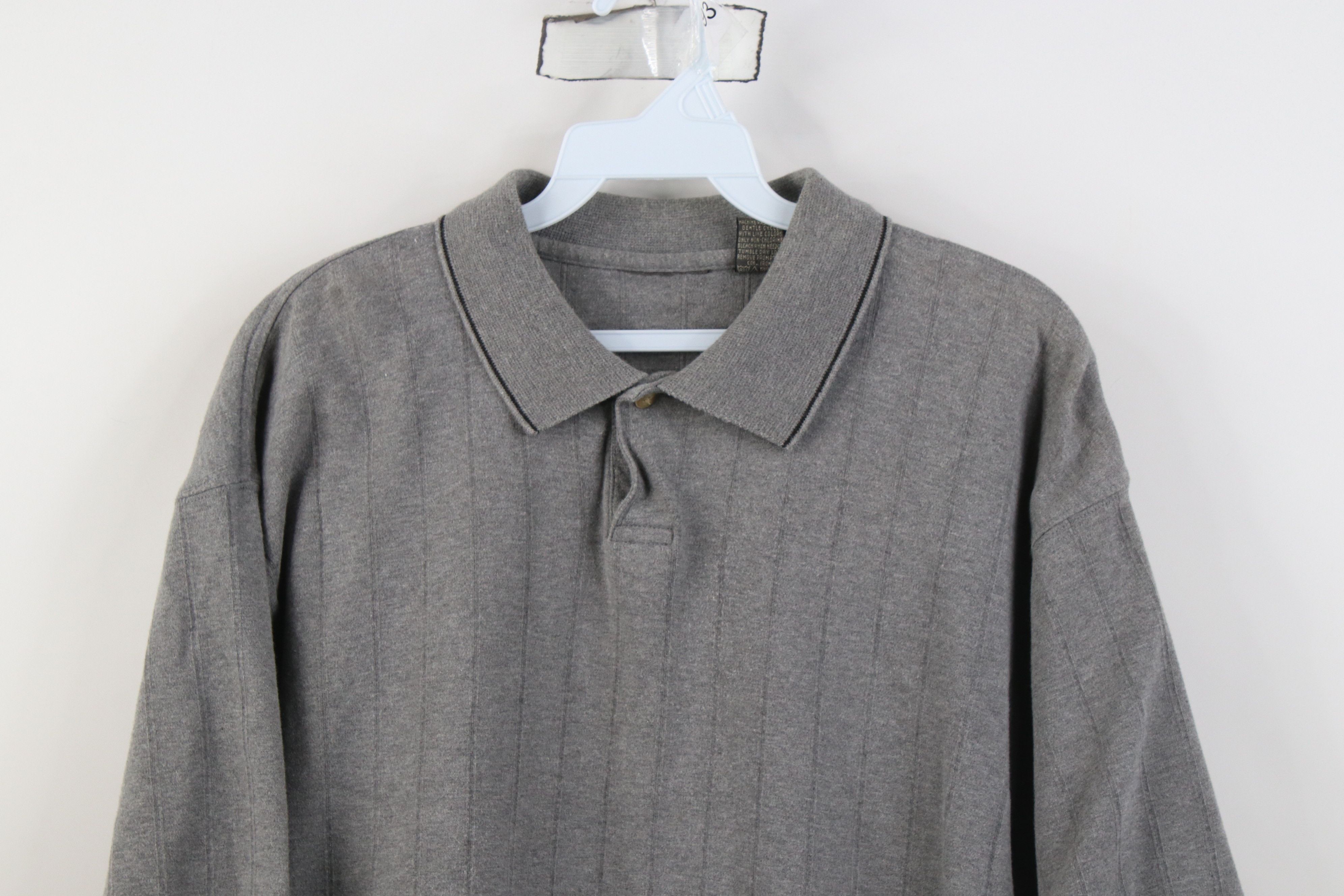 Vintage Vintage 90s Streetwear Ribbed Knit Golf Polo Shirt Gray Size US S / EU 44-46 / 1 - 2 Thumbnail