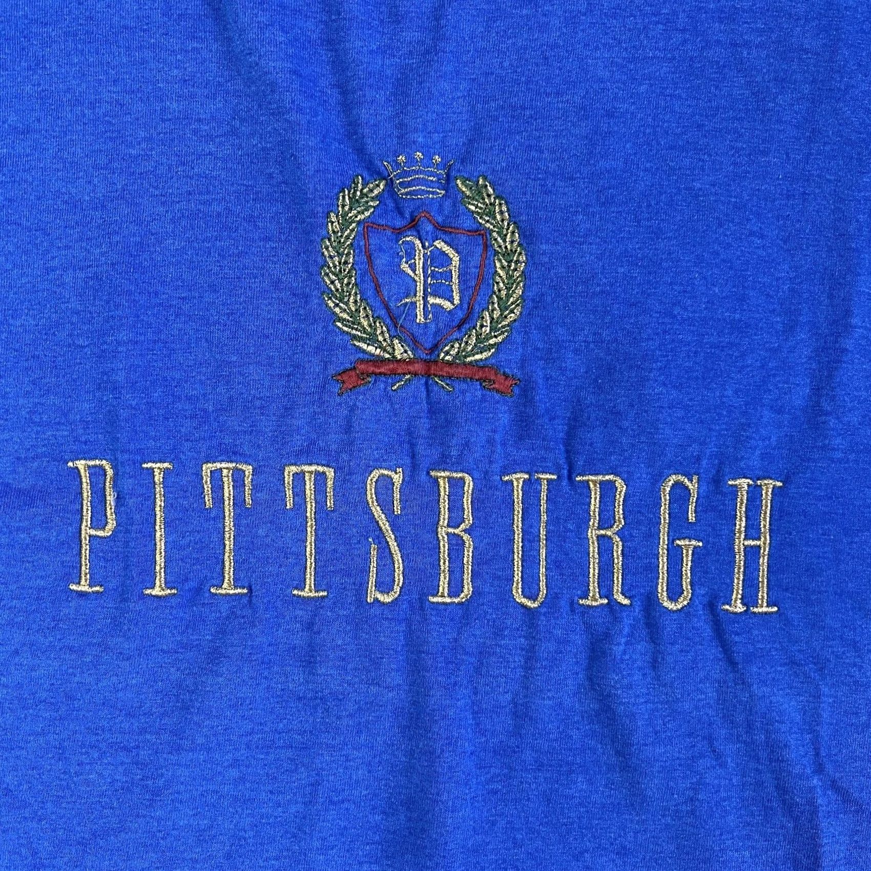 Fruit Of The Loom VINTAGE Fruit Of The Loom Pittsburgh Shirt Mens XL Blue Embroidered 90s Size US XL / EU 56 / 4 - 3 Thumbnail