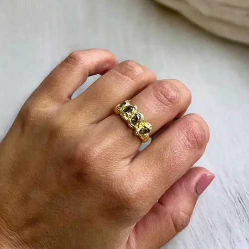 Jewelry Irregular chunky liquid ring, Gold nugget molten metal ring Size ONE SIZE - 2 Thumbnail