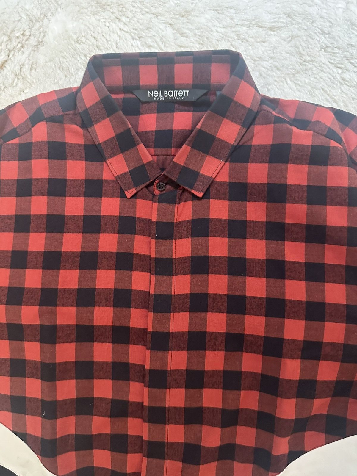Neil Barrett Red/ Black / White Shirt Size US L / EU 52-54 / 3 - 3 Thumbnail