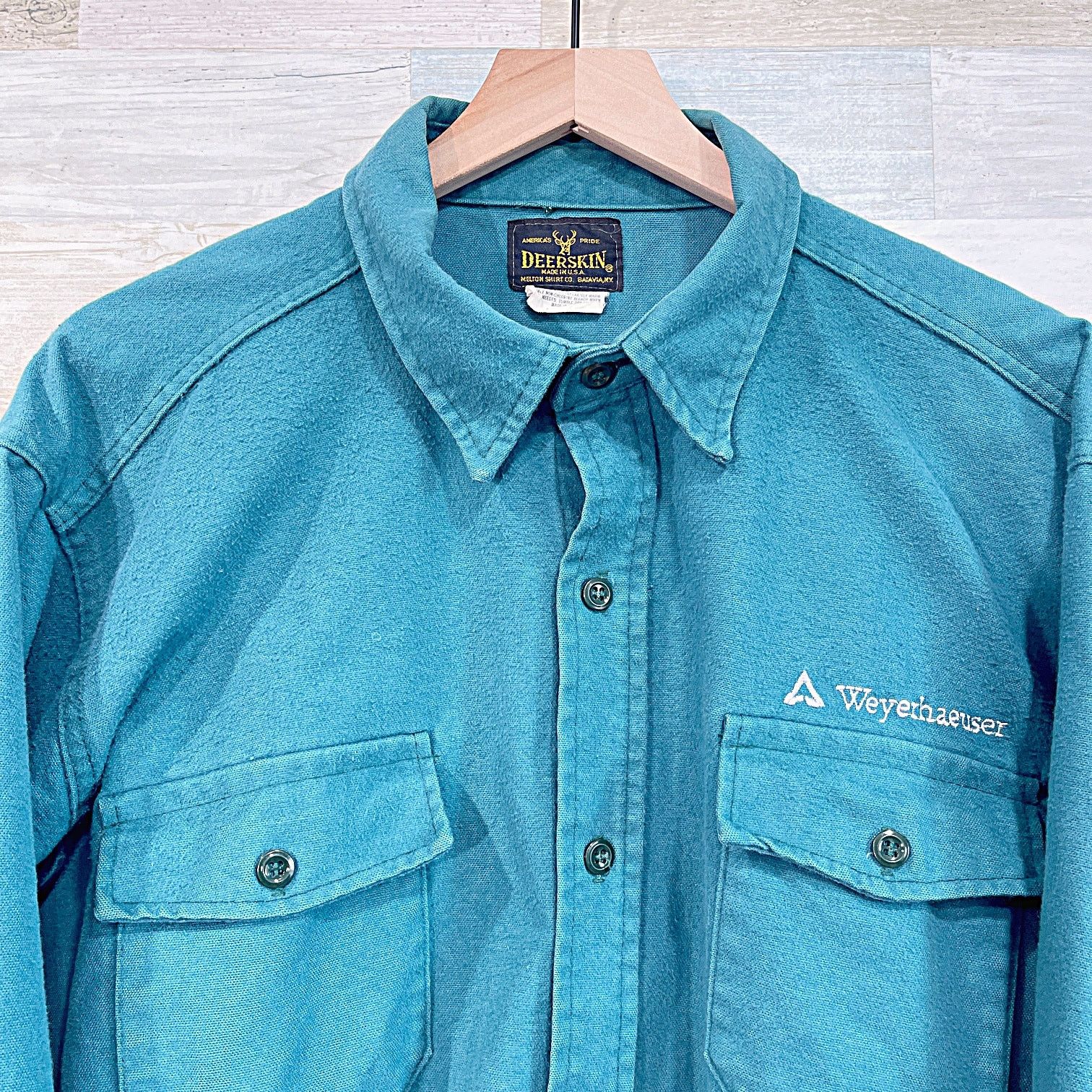 Woolrich Woolen Mills Weyerhaeuser Vintage USA Made Chamois Shirt Blue Mens XXL Size US XL / EU 56 / 4 - 2 Thumbnail