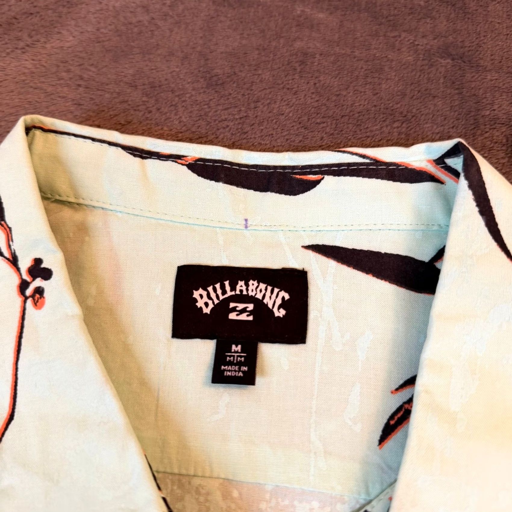 Billabong VINTAGE? No - (not vintage) Shirt Billabong Sundays SS Button Up Mens M Mint Green Floral Stretch NWT Size US M / EU 48-50 / 2 - 2 Thumbnail