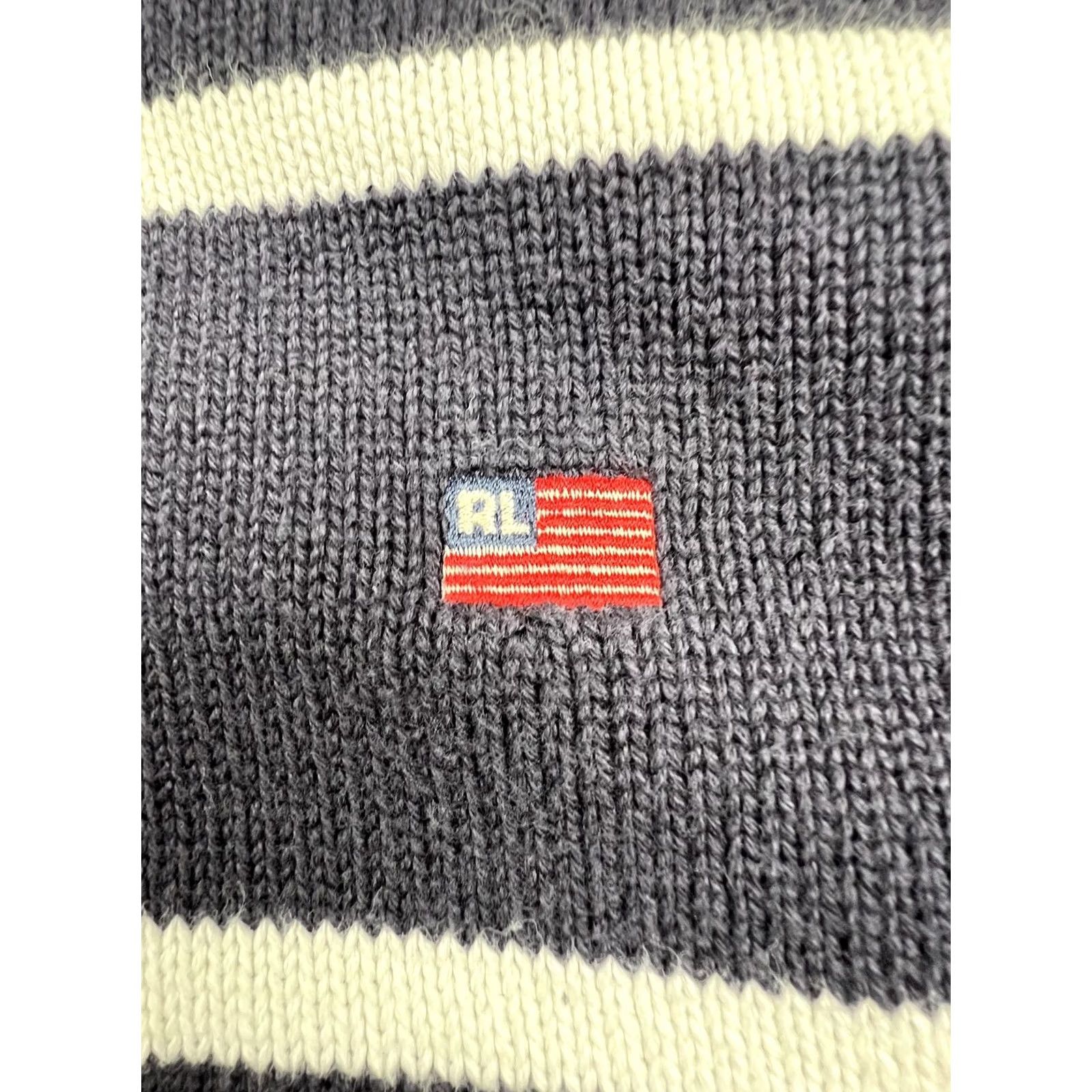 Vintage Polo Jeans Company Sweater Mens 3XL Blue Striped 1/4 Zip Mock Neck Pullover USA Size US XXL / EU 58 / 5 - 4 Thumbnail