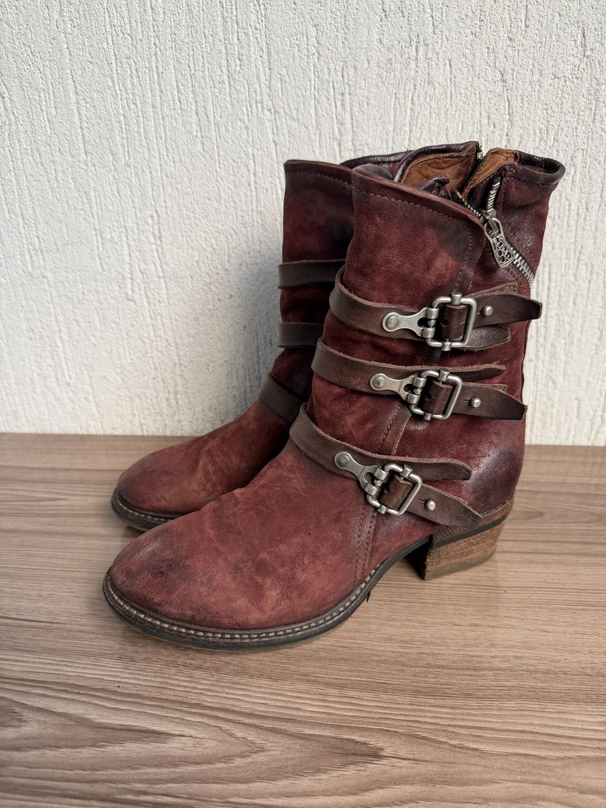 A.S.98 Triple buckle strap distress boots Size US 9 / IT 39 - 1 Thumbnail
