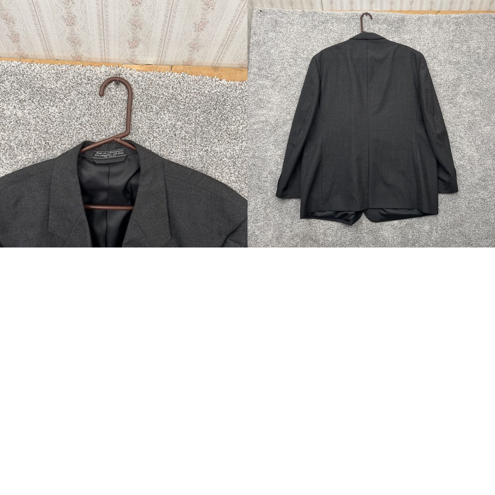 Vintage Bert Pulitzer Blazer Mens 44L Single Breasted Office Business Wear Jacket Coat Gray Notch Lapel 3-Button Ventless Regular Size 44 (Jacket) Mens Size 44R - 8 Thumbnail