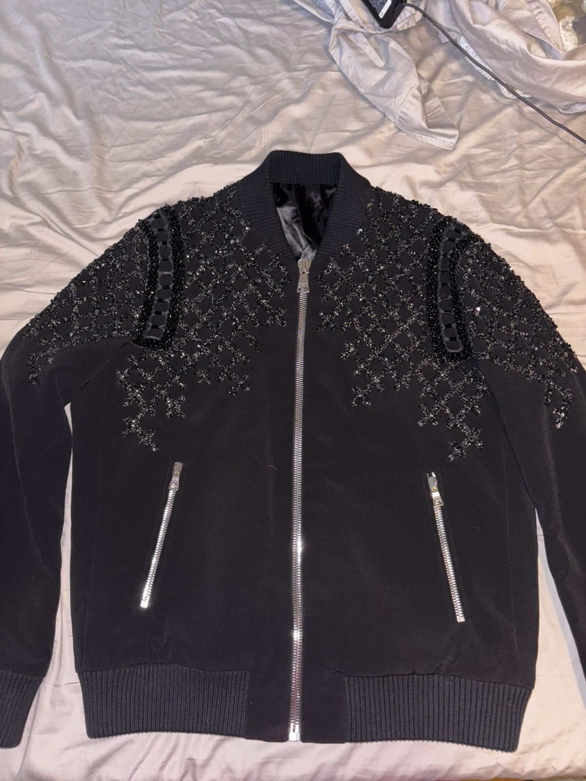 Balmain Balmain crepe embroidered bomber Size US XL / EU 56 / 4 - 1 Thumbnail