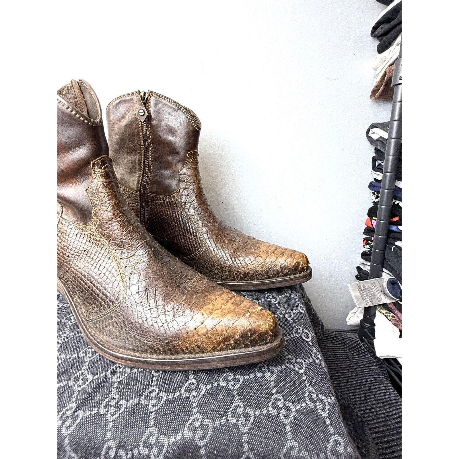 Cowboy Equipment 💥Rare! Vintage Kentucky Western Snake Leather Cowboy Boots Size US 10.5 / EU 43-44 - 6 Thumbnail