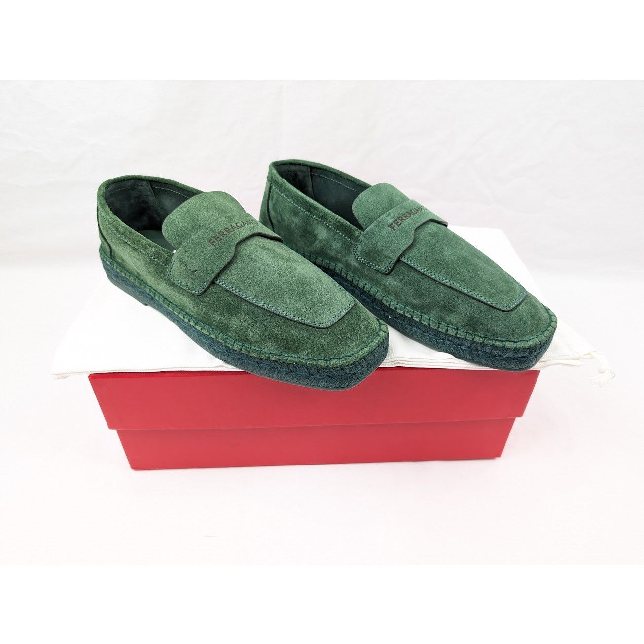 Salvatore Ferragamo o1rshd1 Suede Calf Desco Loafers in Forest Green Size US 9 / EU 42 - 20 Thumbnail