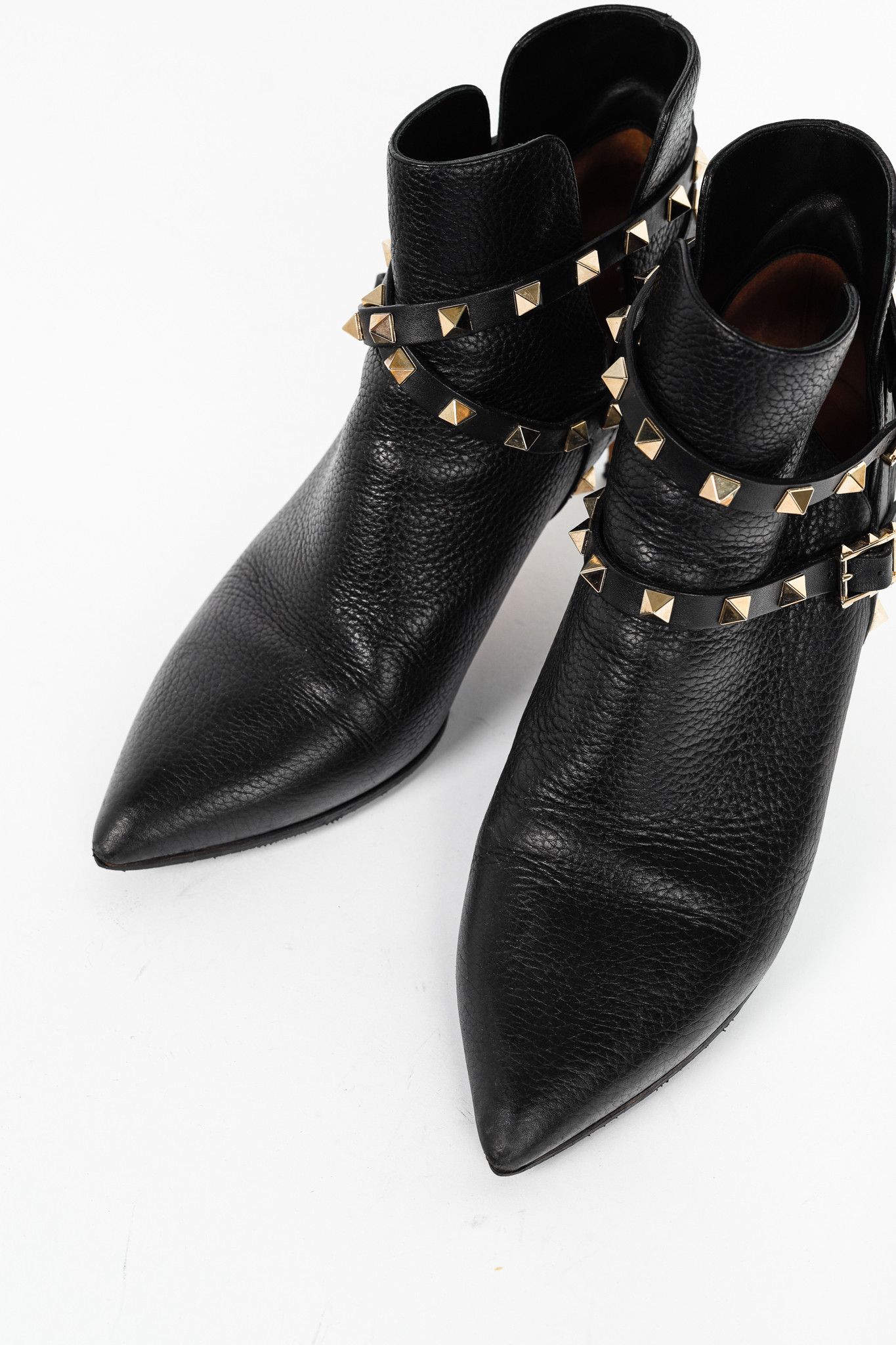 Valentino Valentino Garavani Nero Leather Rockstud Pointed-Toe Booties Size US 7.5 / IT 37.5 - 6 Thumbnail
