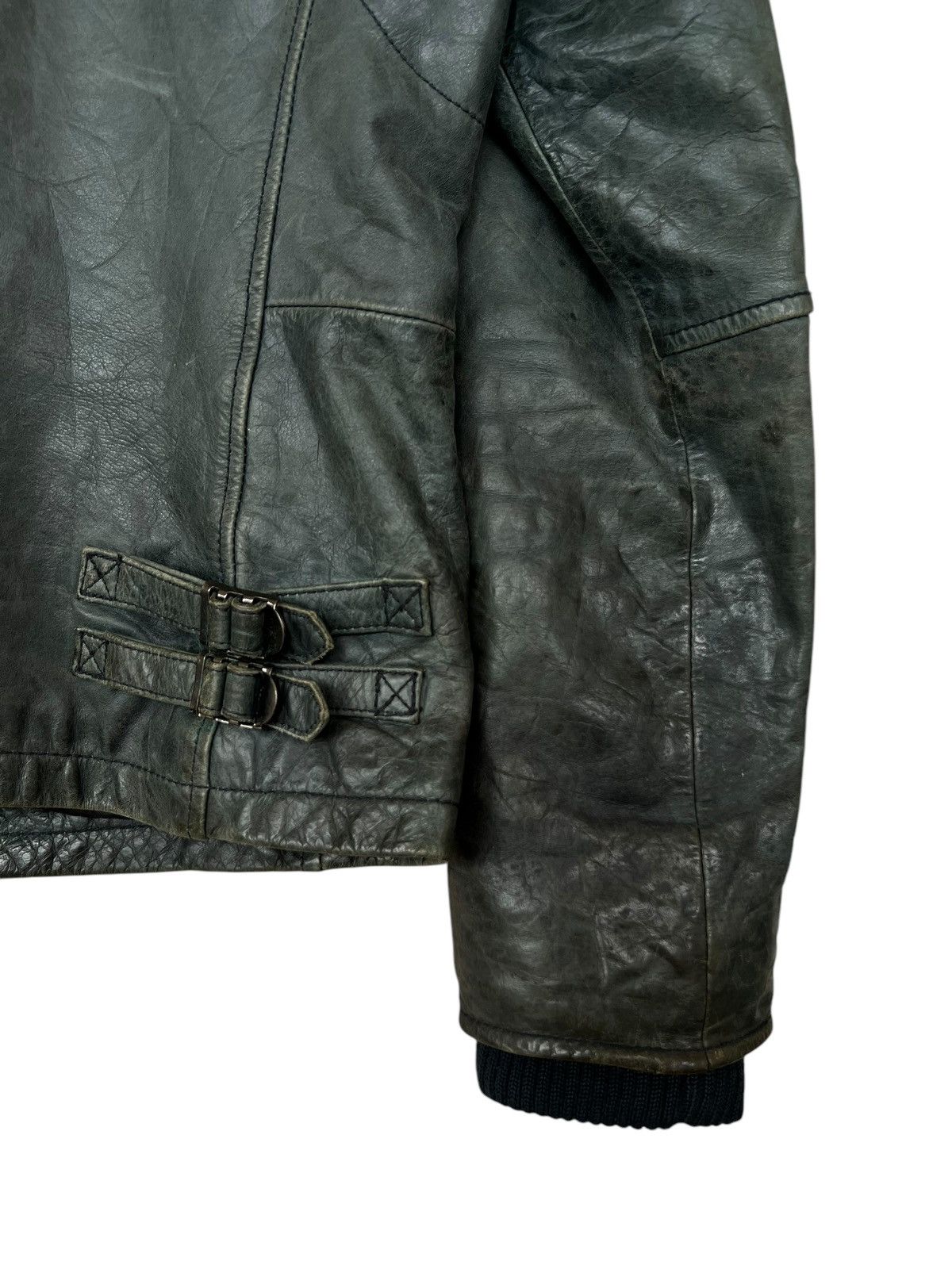 Avirex Zipper Sunfaded Distressed Racing Leather Jacket