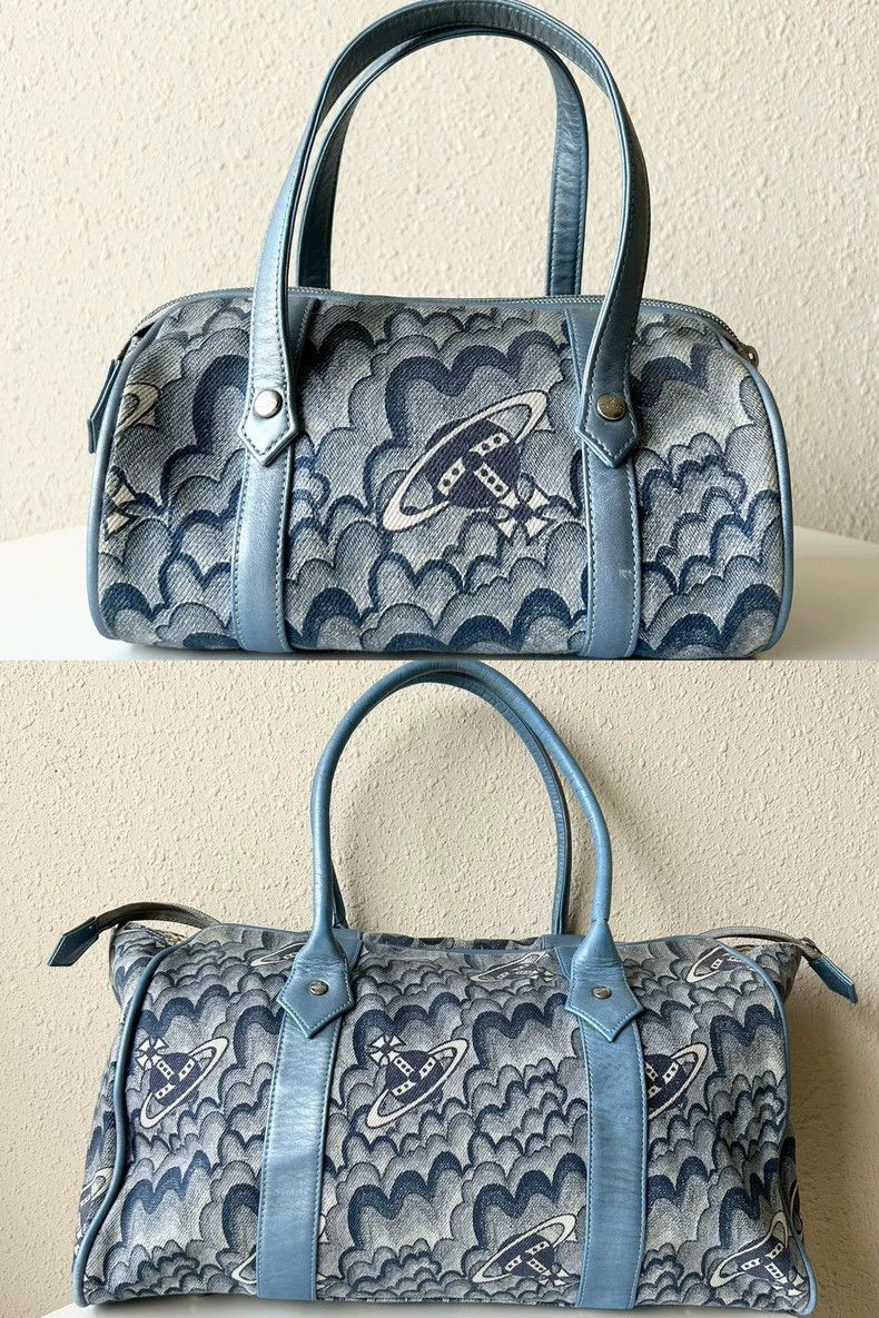 Vivienne Westwood Vivienne Westwood Blue Saturn printed denim shoulder bag Size ONE SIZE - 3 Thumbnail