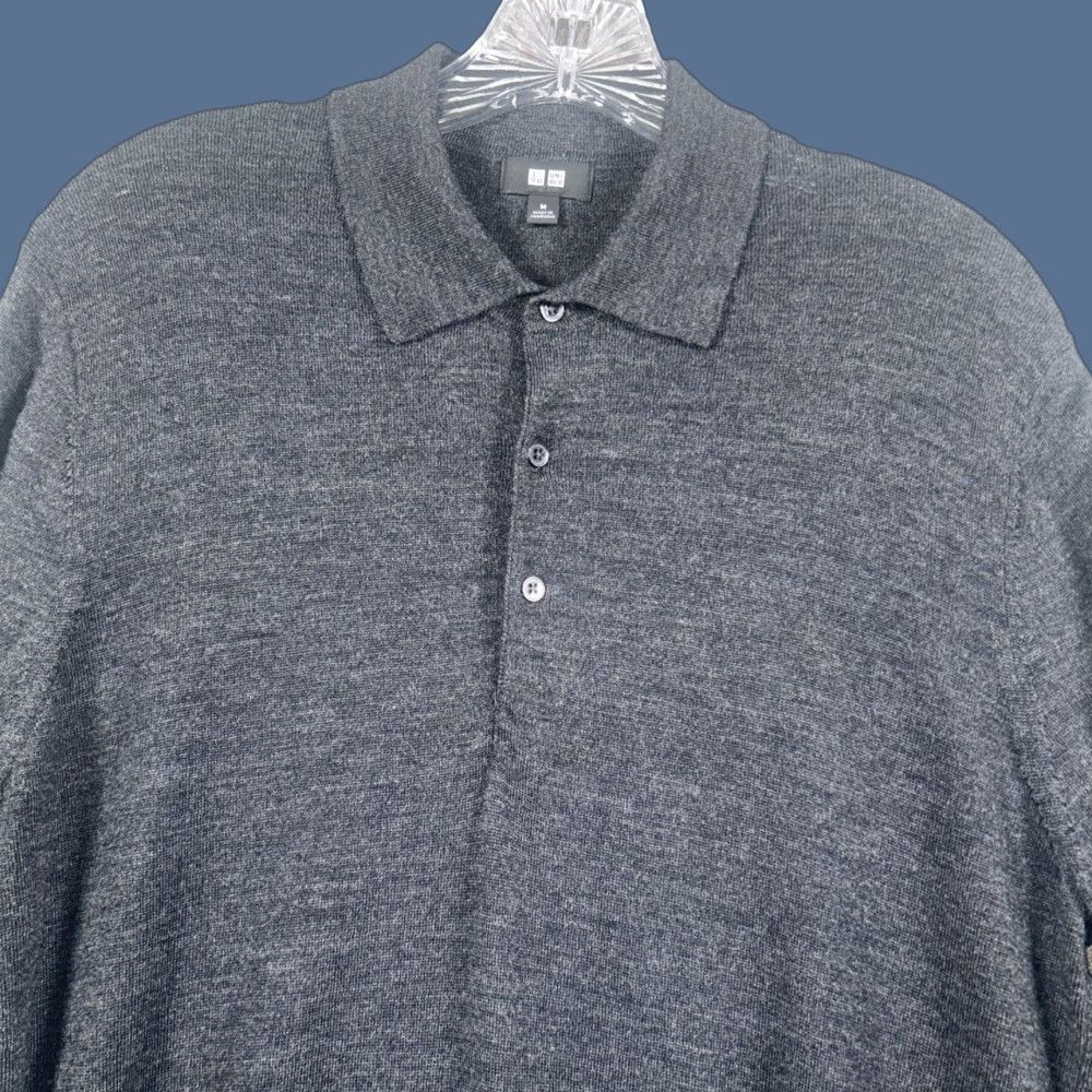 Uniqlo Uniqlo Sweater Mens Size M Charcoal Wool Knit Long Sleeve Collared Pullover All Seasons Casual Popular 100% Wool Knit Size US M / EU 48-50 / 2 - 1 Thumbnail