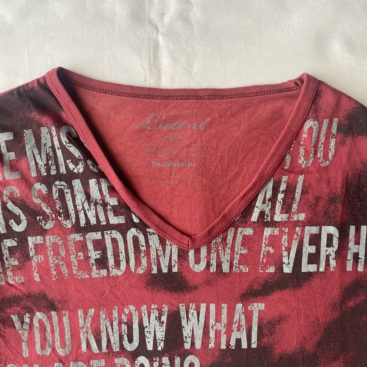 Beauty Beast × If Six Was Nine × Japanese Brand Japanese Gothic Poem Red Black Washed V-Neck Long Sleeve Tee Size US L / EU 52-54 / 3 - 3 Thumbnail