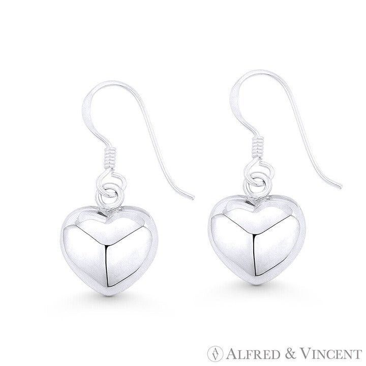 Other Puffed Hollow Heart 28x12mm Dangling Hook Earrings Size ONE SIZE - 1 Preview