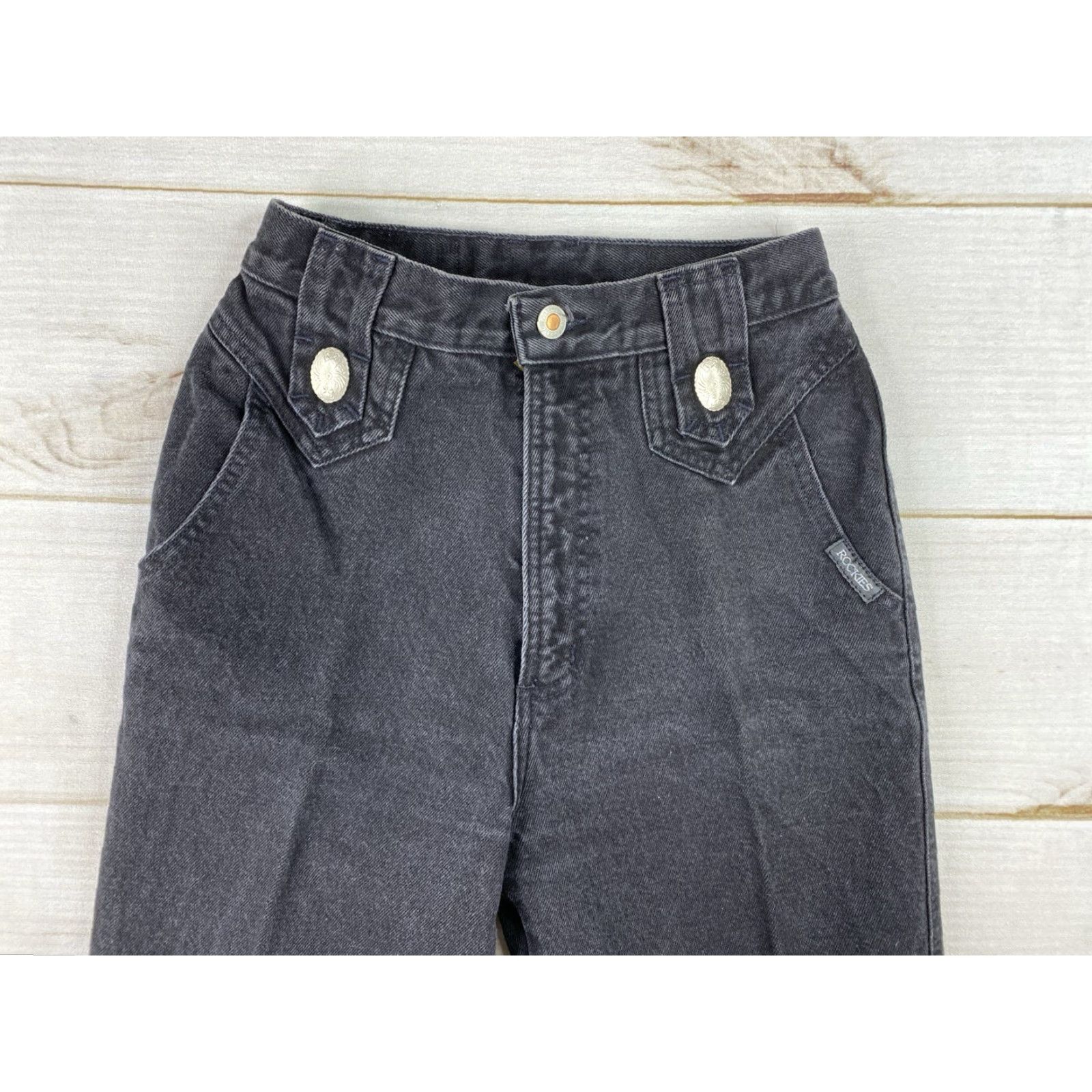 Vintage VINTAGE Rockies Jeans Womens 26/3 Black High Rise 90s Cowboy Western Logo Denim Jeans Women Size 26" / US 2 / IT 38 - 2 Thumbnail