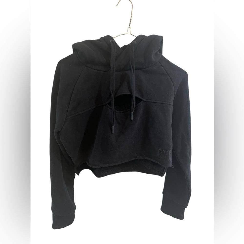 Gymshark Gymshark Women's Hoodie Cropped Raw Edge Black Small Cutout Size S / US 4 / IT 40 - 1 Thumbnail