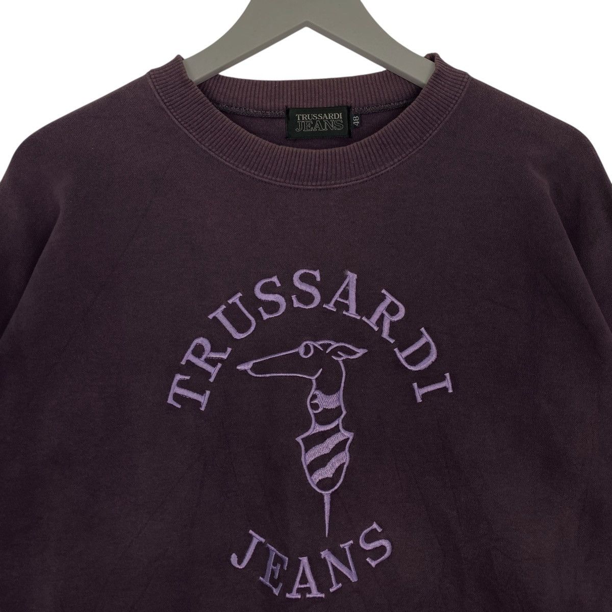 Vintage Vintage 90s Trussardi Sweatshirt Crewneck Purple Big Logo Size US L / EU 52-54 / 3 - 4 Thumbnail