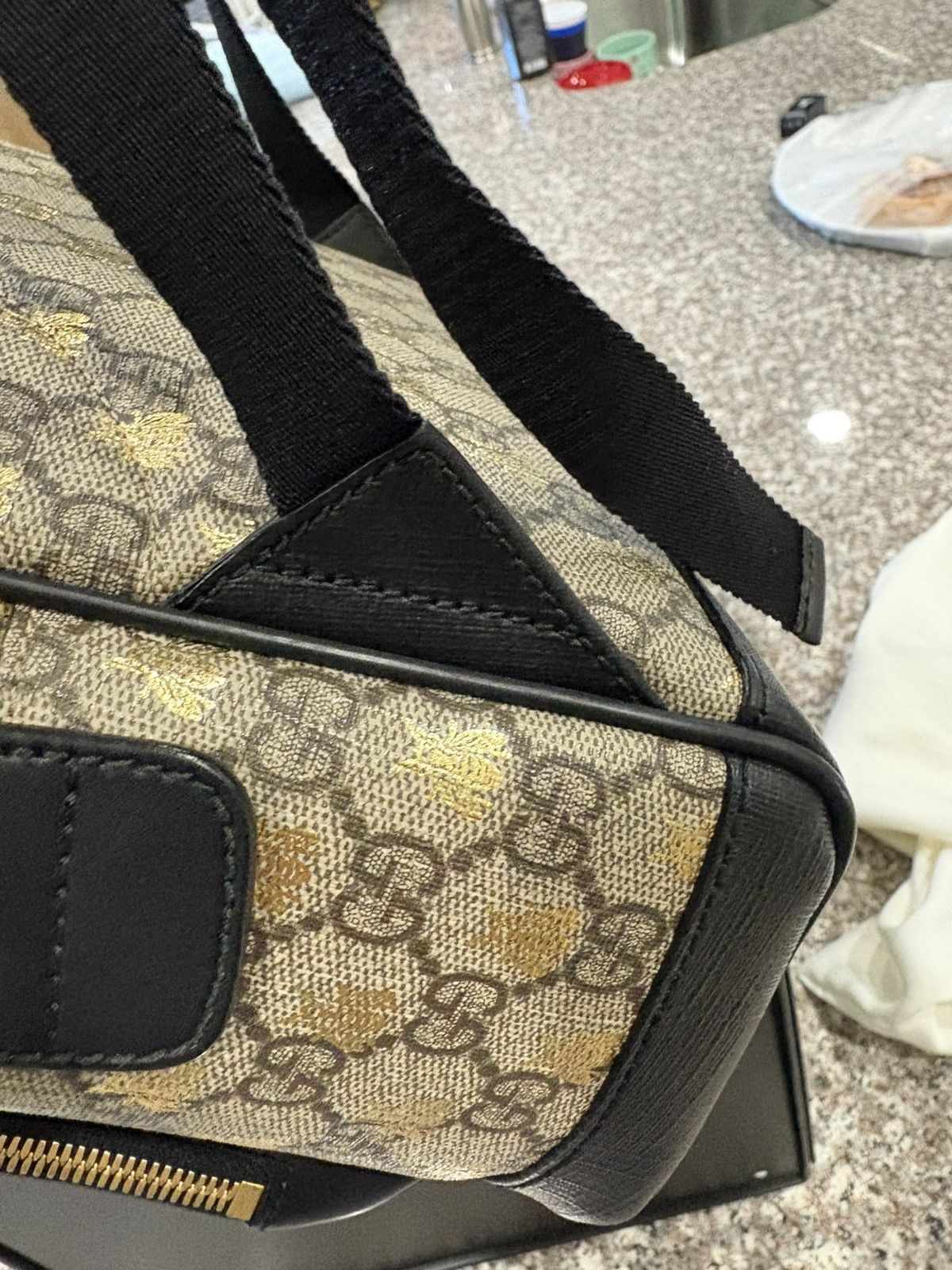 Gucci Black GG Supreme Canvas Bee Backpack Size ONE SIZE - 5 Thumbnail