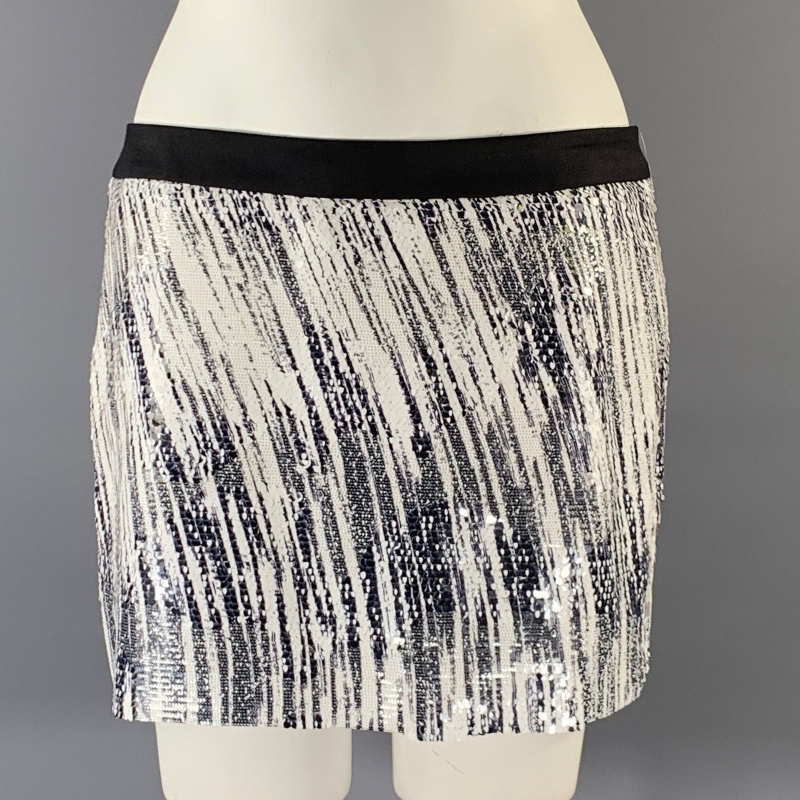 Kenzo KENZO Size L White Black Polyester Blend Mini Mini Skirt Size 32" / US 10 / IT 46 - 1 Thumbnail