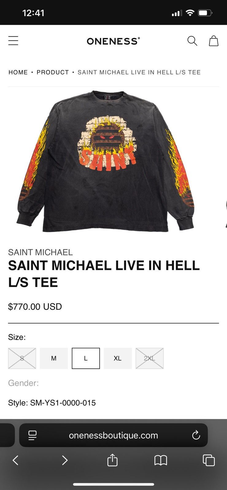 Saint Michael SAINT MICHAEL LIVE IN HELL LONG SLEEVE SZ L Size US L / EU 52-54 / 3 - 2 Thumbnail