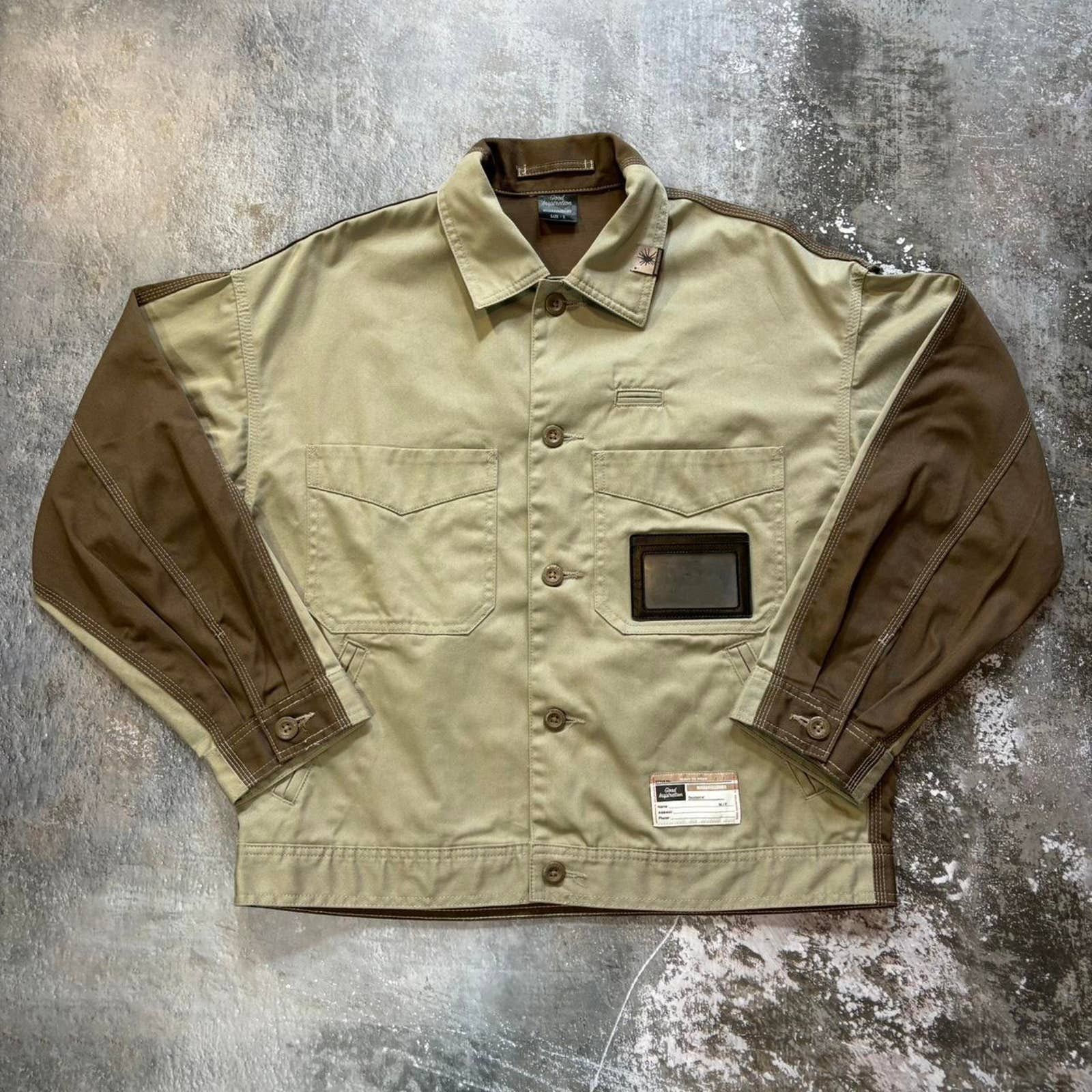 image of Maison Mihara Yasuhiro X Good Inspiration Chef Jacket in Tan, Men's (Size Small)