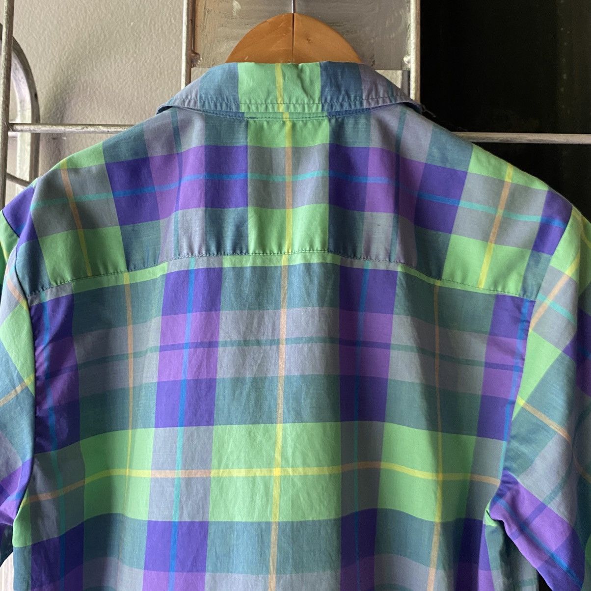 Love Moschino Love Moschino Green and Purple Plaid Short Sleeve Shirt Size M / US 6-8 / IT 42-44 - 20 Thumbnail