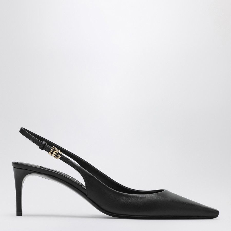 Dolce & Gabbana o1d2blof0824 Leather Slingback Decollete in Black Size US 10 / IT 40 - 1 Thumbnail
