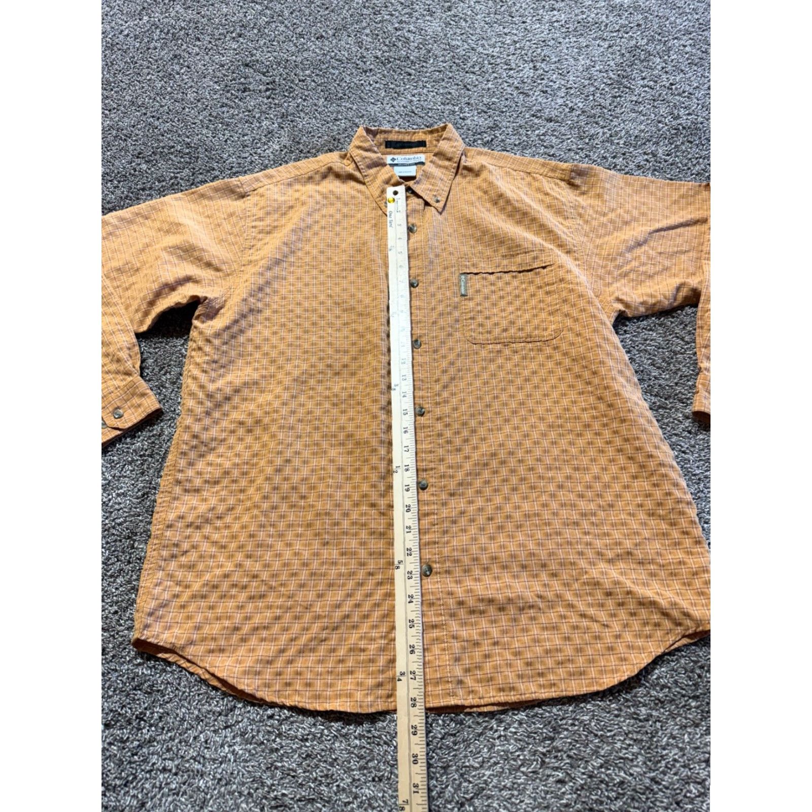 Vintage Columbia Mens Button-Down Shirt XL Orange Modal Poly Blend Long Sleeve Regular Fit Size US XL / EU 56 / 4 - 5 Thumbnail