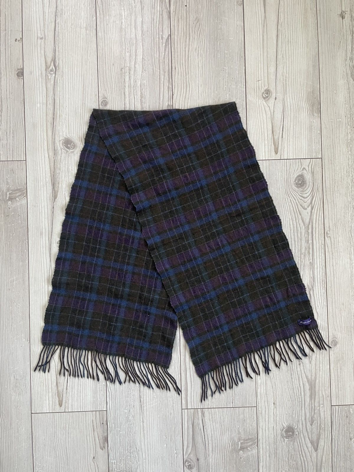 Polo Ralph Lauren × Ralph Lauren Purple Label Polo Ralph Lauren Purple Label Plaid Cashmere Fringe Scarf Size ONE SIZE - 2 Thumbnail
