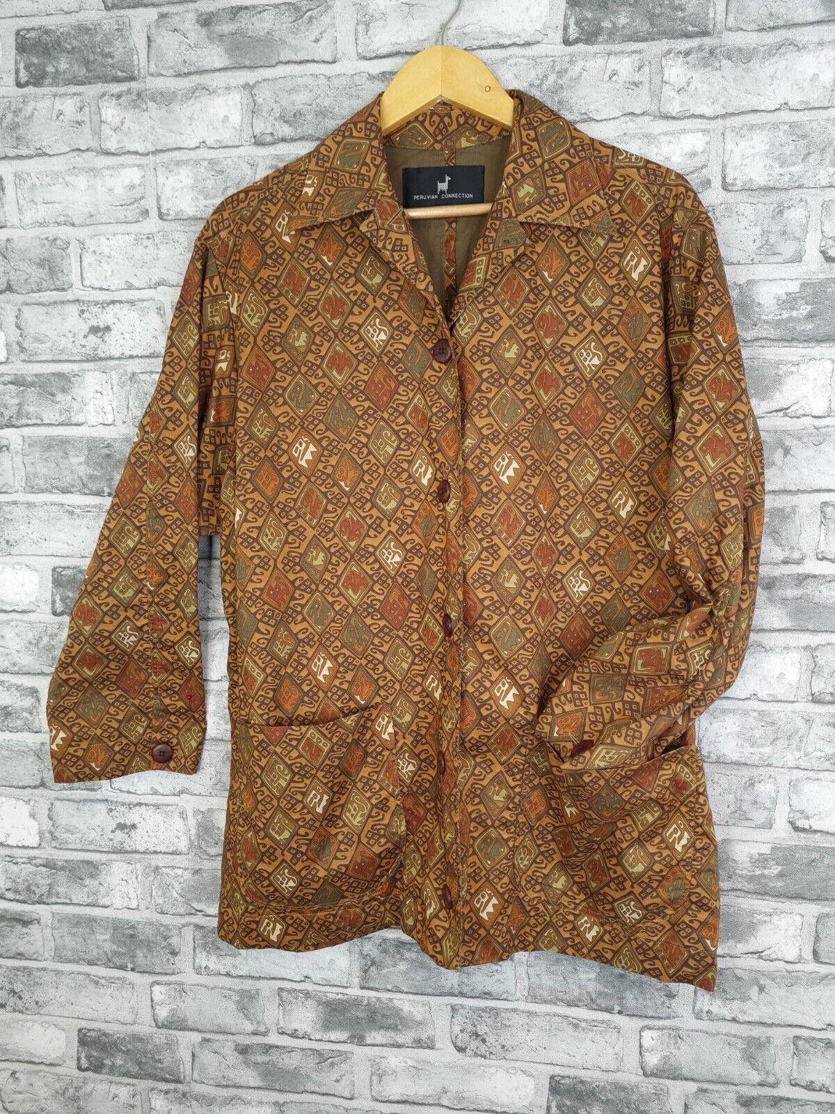 Designer Peruvian Connection Jacket Uk 16 18 Vtg Cotton Aztec Tribal Size L / US 10 / IT 46 - 8 Thumbnail