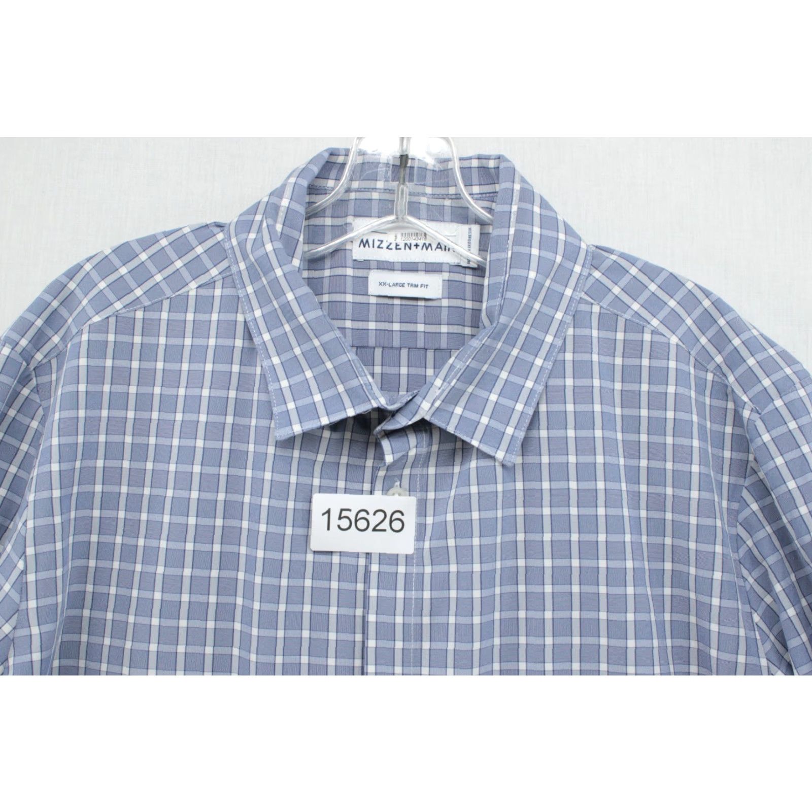 Mizzen+Main Mizzen+Main Shirt Mens 2XL Blue Leeward Trim Fit Plaid Wicking LS Button-Up, Casual, Office, Performance Size US XXL / EU 58 / 5 - 8 Thumbnail