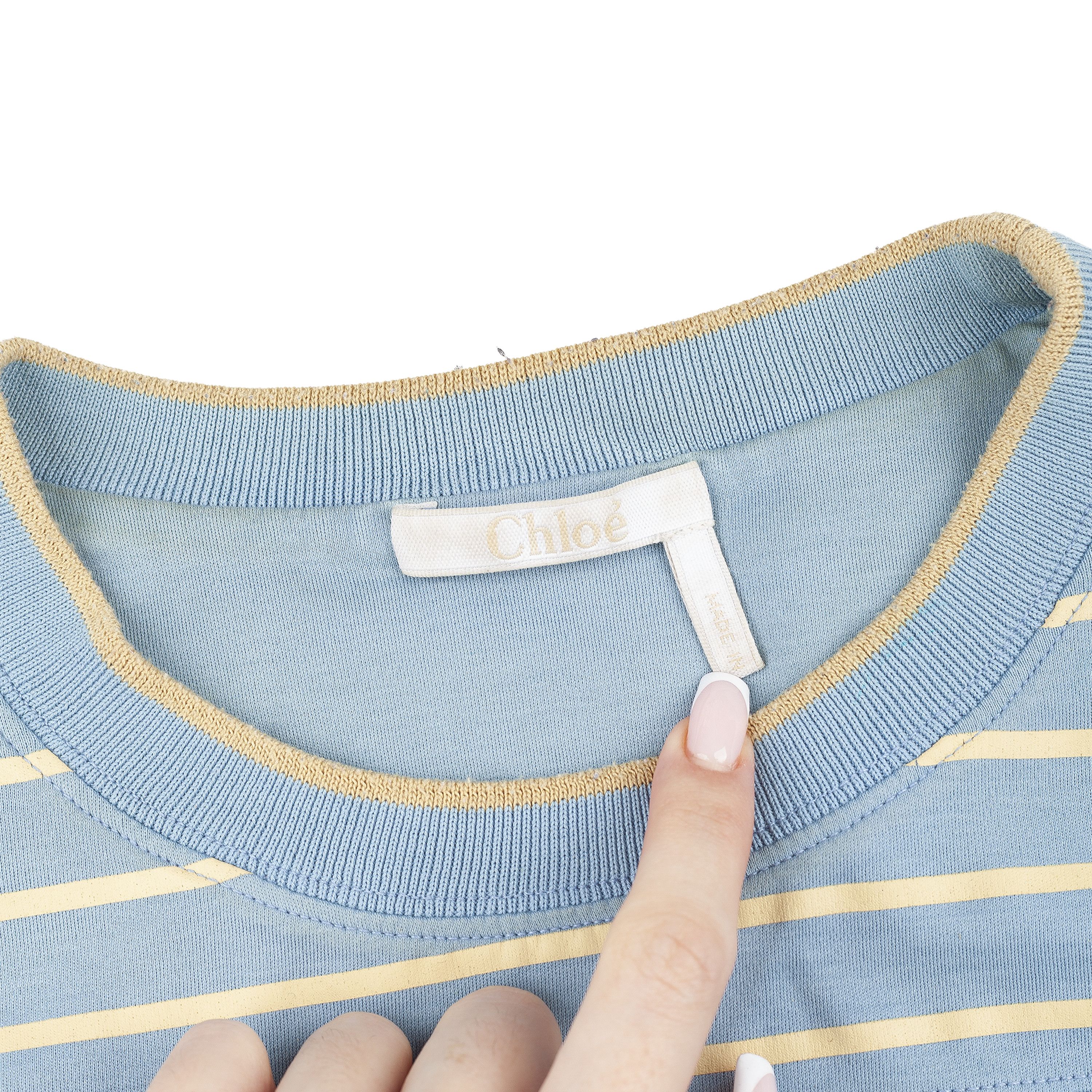 Chloe Chloé Shadow Blue Printed 'Handle with Grace' Sleeves Top Size XS / US 0-2 / IT 36-38 - 6 Thumbnail