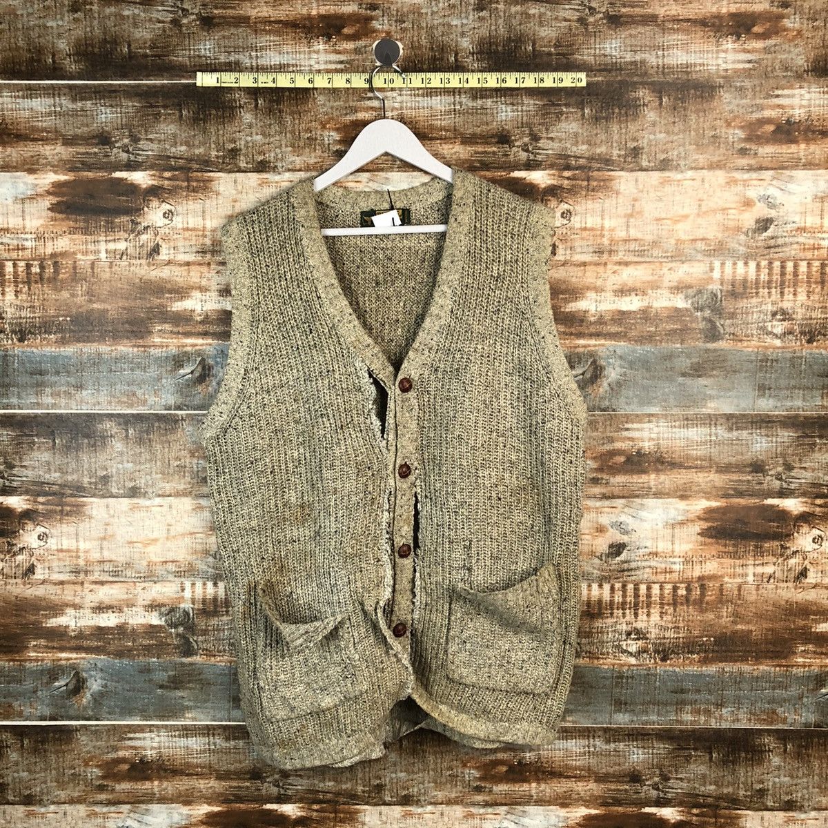 Vintage Raffine Brown Cardigan ripped Vest #A2242 Size US M / EU 48-50 / 2 - 1 Thumbnail