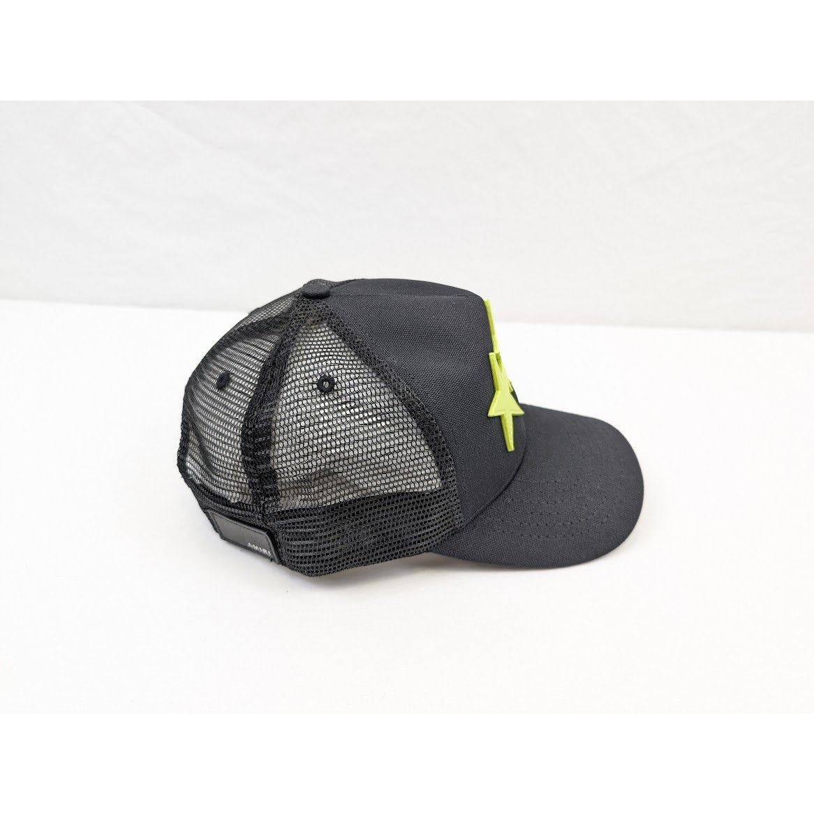 Amiri o1rshd1 Q:12 / Three Star Trucker Cap / Hat in Black/Lime Size ONE SIZE - 13 Thumbnail