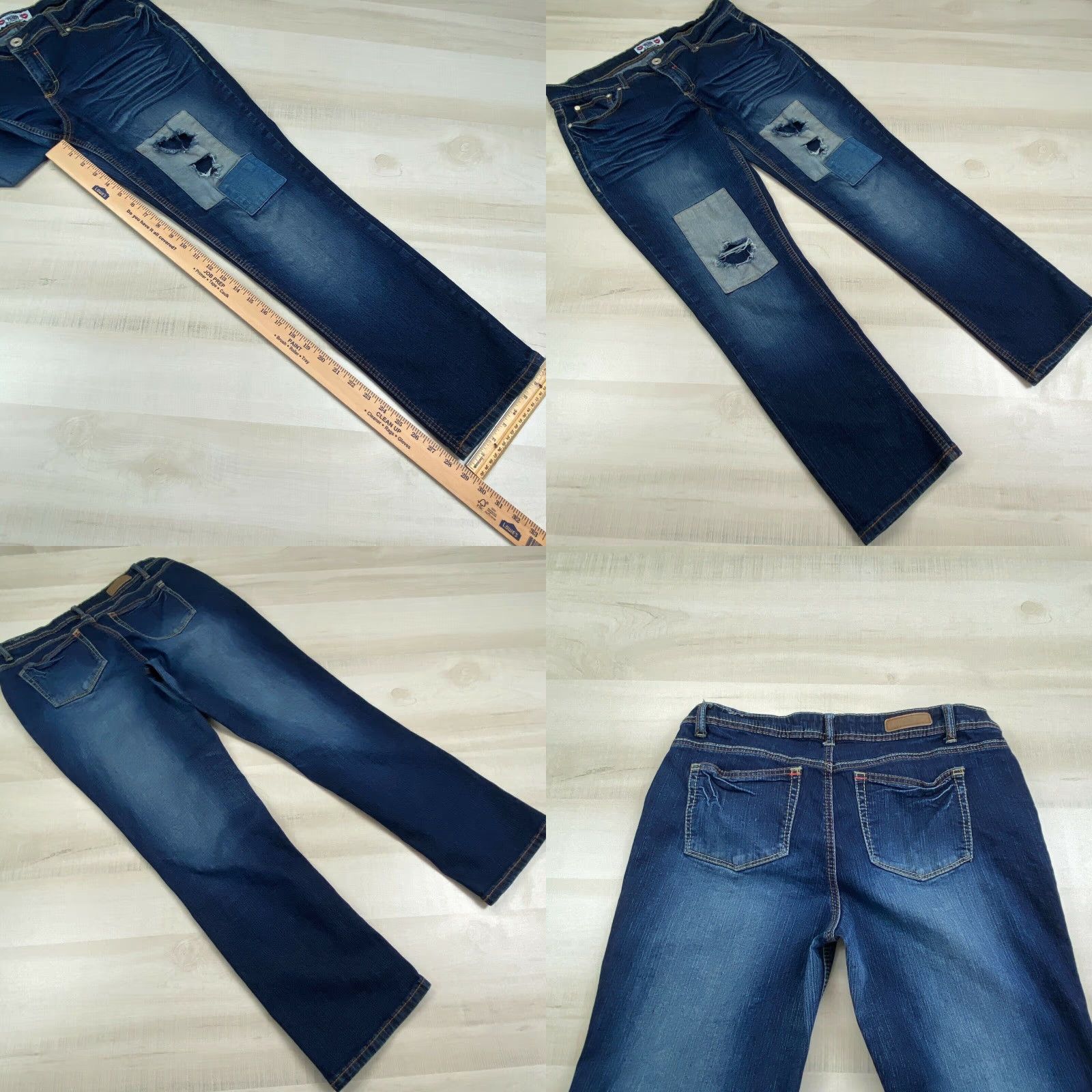 Vintage What About Me Womens Dark Wash Distressed Bootcut Jeans Juniors 11 Blue Size 32" / US 10 / IT 46 - 8 Thumbnail