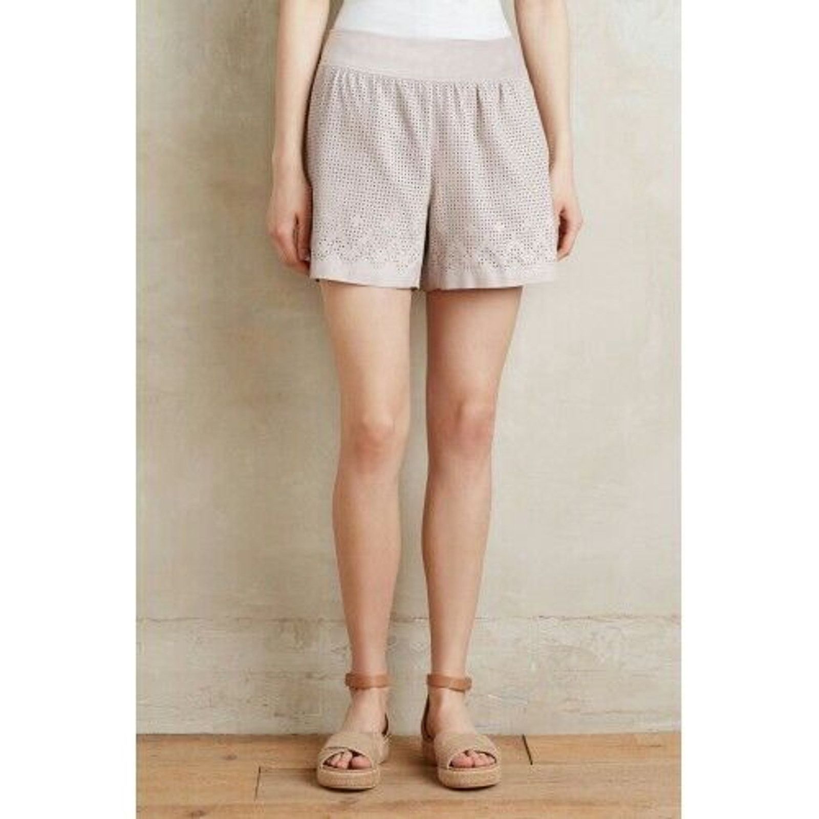 Anthropologie New Anthropologie Vegan Suede Cutwork Shorts by Elevenses Size 28" / US 6 / IT 42 - 2 Thumbnail
