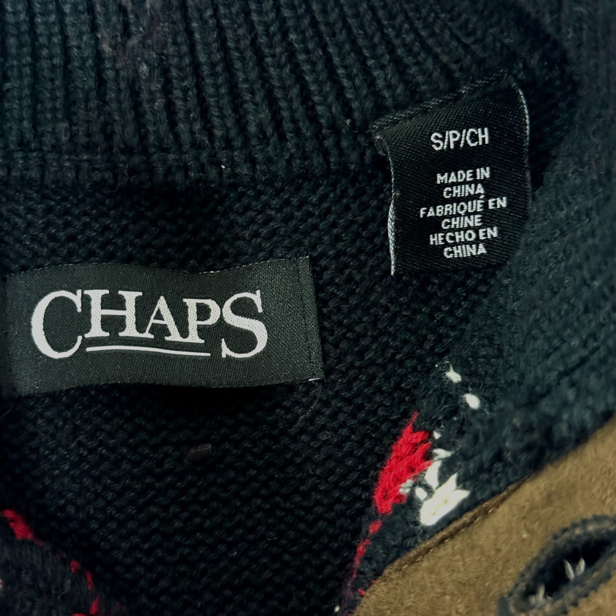 Chaps Black 1/4 Btn Pullover MOCK Neck NORDIC Deer Hunting Sweater Size US S / EU 44-46 / 1 - 5 Thumbnail