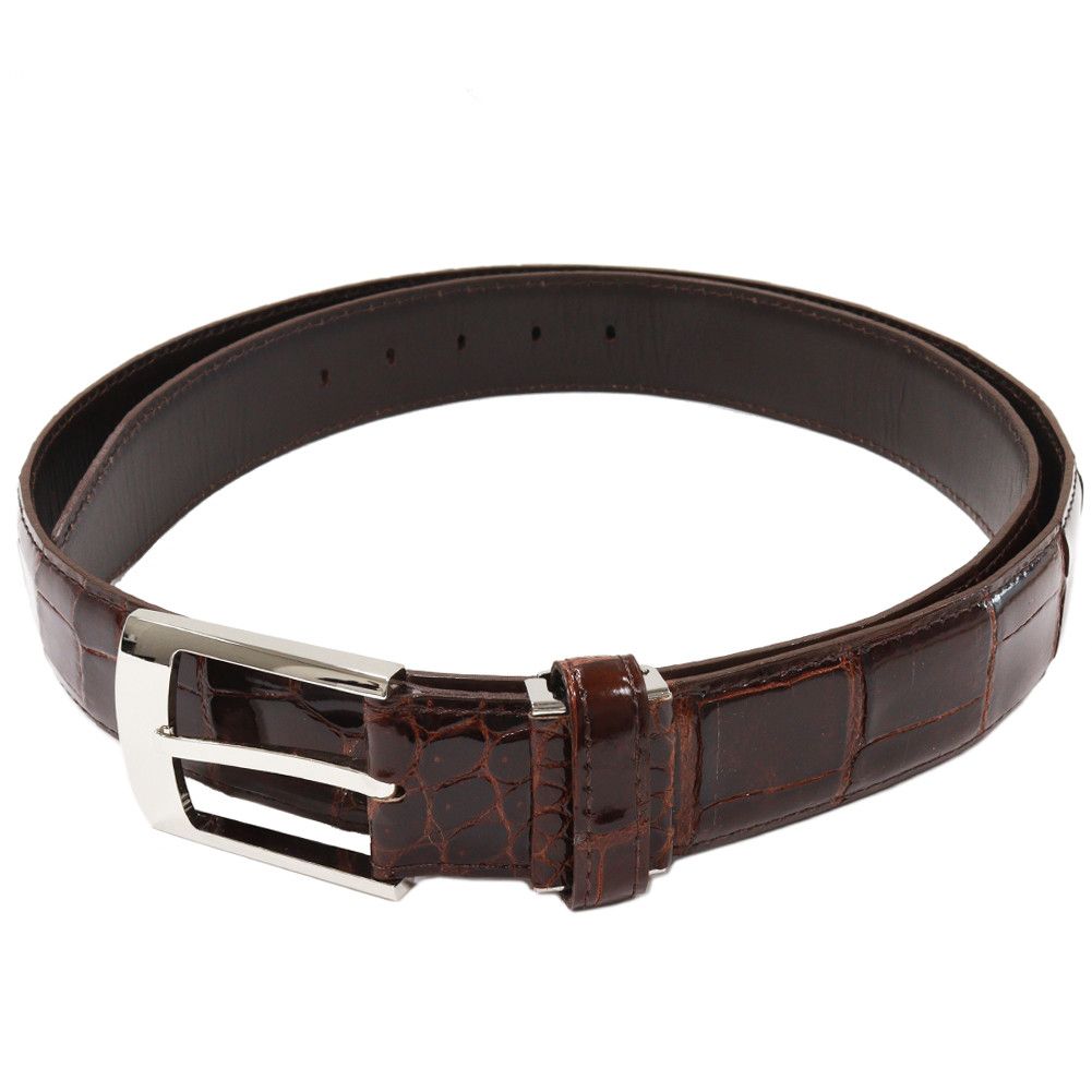 Other Other Men's Crocodile Leather Belt Brown Leather Belt 2402273 in Pristine Condition Size ONE SIZE - 1 Thumbnail