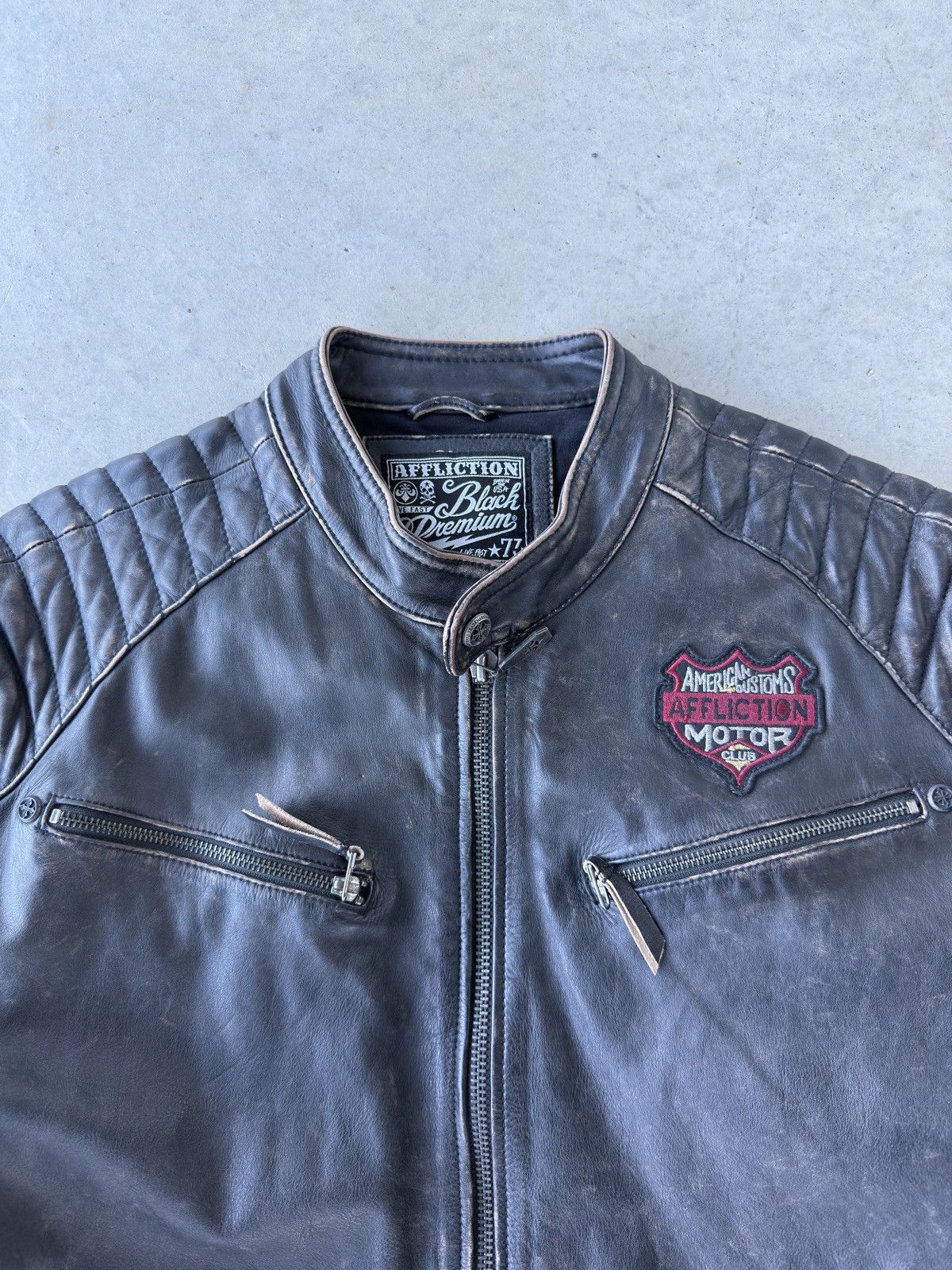Affliction Vintage Y2K Affliction American Customs Leather Biker Jacket Size US XXL / EU 58 / 5 - 4 Thumbnail