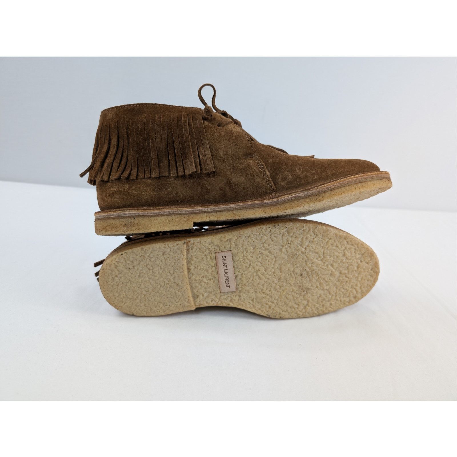 Saint Laurent Paris o1rshd1 Wyatt Suede Fringe Boots in Brown Size US 8 / EU 41 - 1 Thumbnail