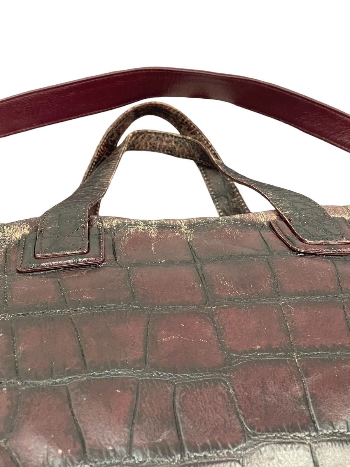 Genuine Leather Crocodile Embossed Patina Leather Jewels Shoulder Bag 1🟩1 Size ONE SIZE - 16 Thumbnail