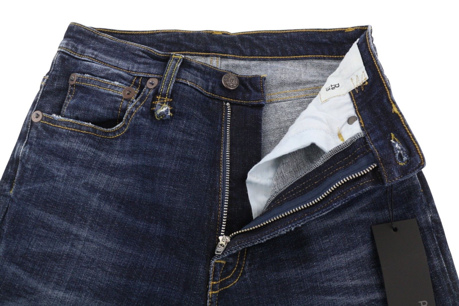 R13 HIGH RISE SKINNY 27 Howell Indigo Faded Whiskers 86352 Size 27" / US 4 / IT 40 - 3 Thumbnail