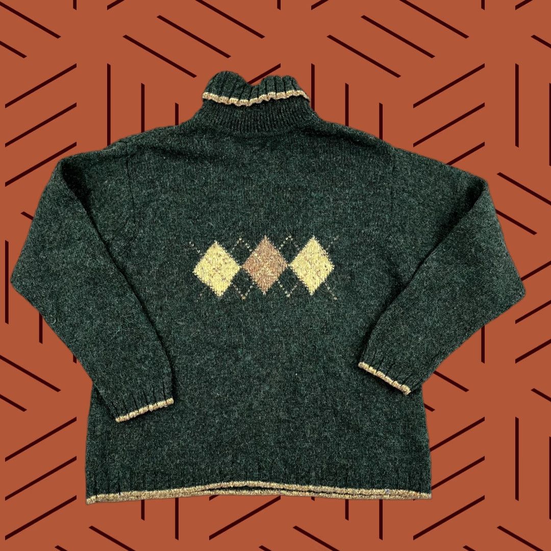 Vintage VINTAGE WOOLRICH Sweater Womens Small Green Argyle Wool Knit Turtleneck Pullover Holiday Size S / US 4 / IT 40 - 1 Thumbnail