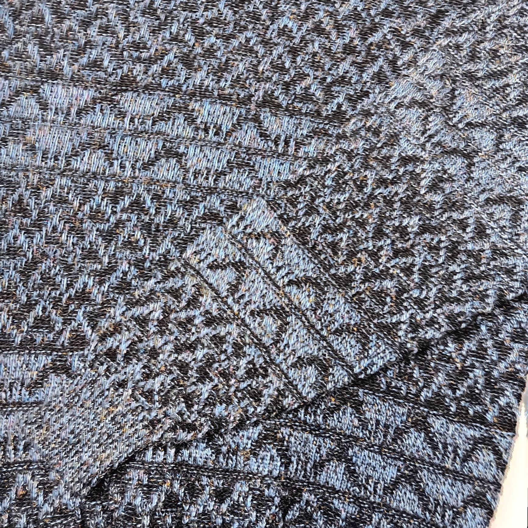 Vintage VINTAGE 1980s J.J. Cochran Geometric Pullover Sweater Large Black Blue Mock Neck Men’s Knit Size US L / EU 52-54 / 3 - 5 Thumbnail