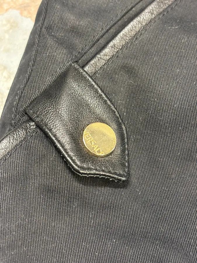 Versace 2000s Versace Black Biker Coton & Leather Pants Size US 30 / EU 46 - 9 Thumbnail