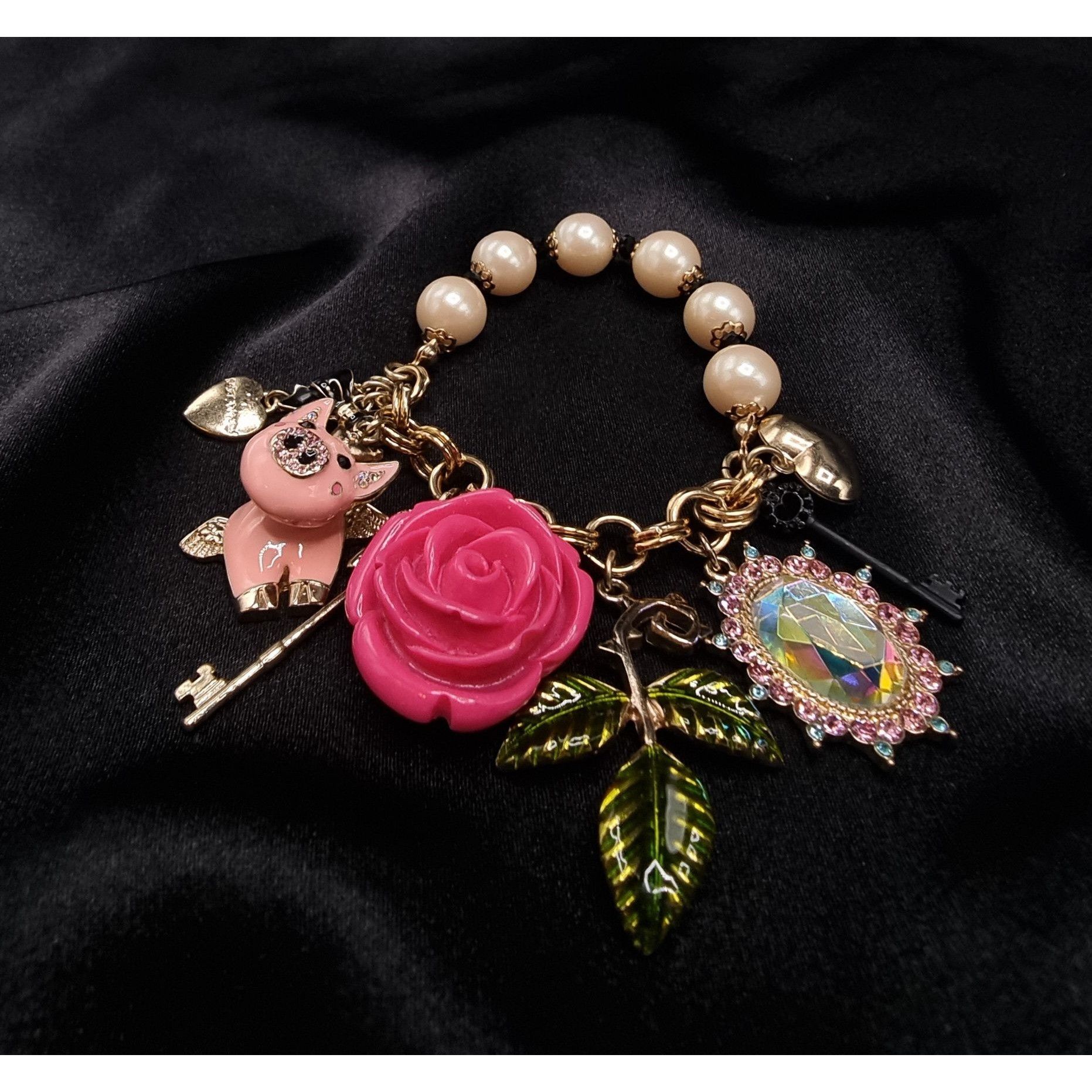 Betsey Johnson Rare Find Betsey Johnson Rare Charm Bracelet W/ Pearls Pink Size ONE SIZE - 2 Thumbnail