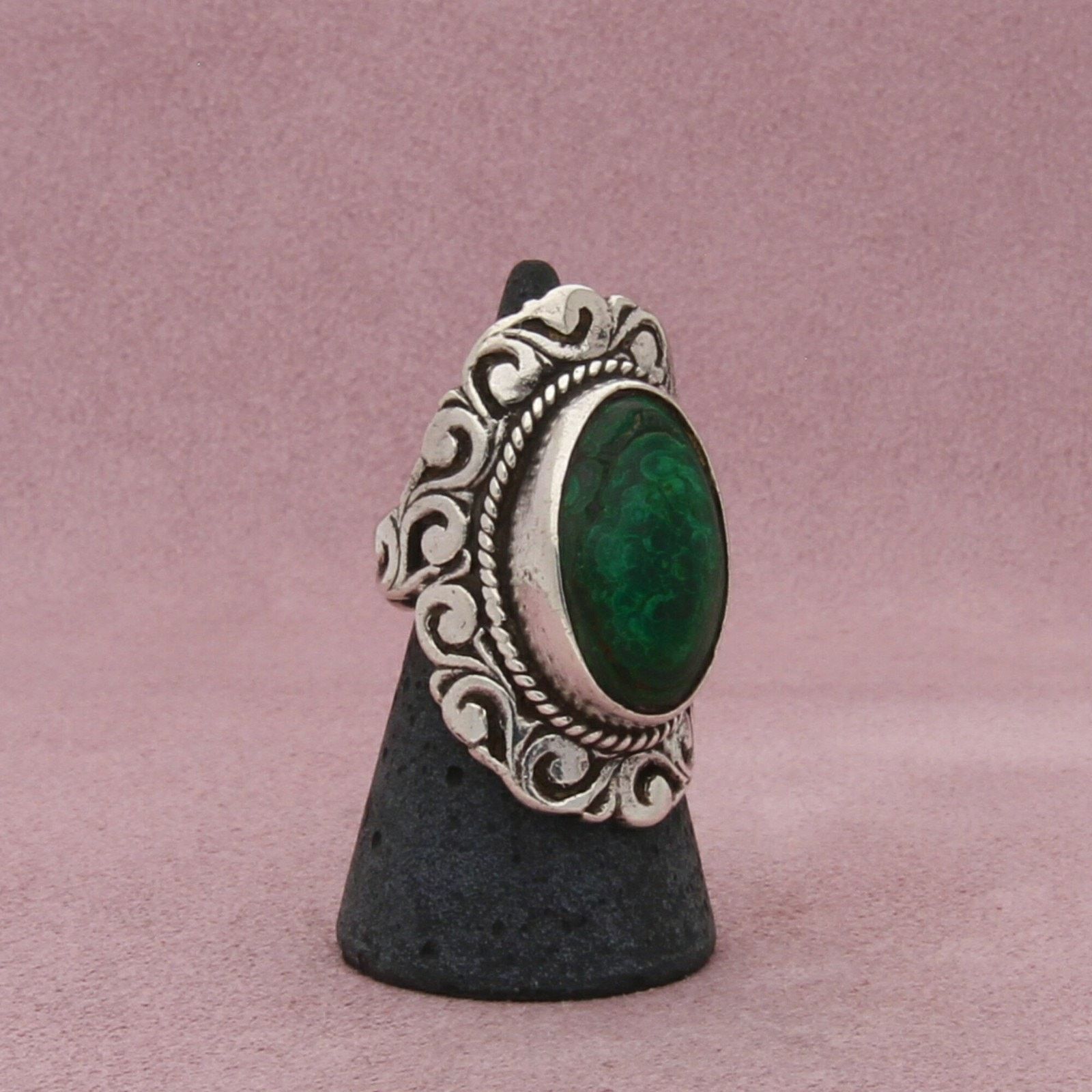 Mexicana mexico sterling silver vintage malachite scroll ring size 6 Size ONE SIZE - 3 Thumbnail